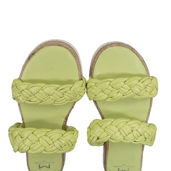 Marc Fisher Shoes Womens 6 Sandal Slides Double Woven Strap Leather Green Jaimee - Picture 8 of 12